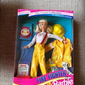 Barbie Fire Fighter Doll - Yellow and White